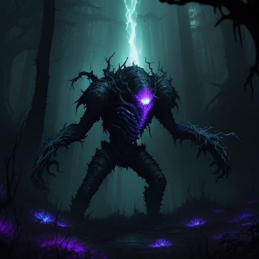 Menacing Energy Parasite in Dark Forest Concept Art