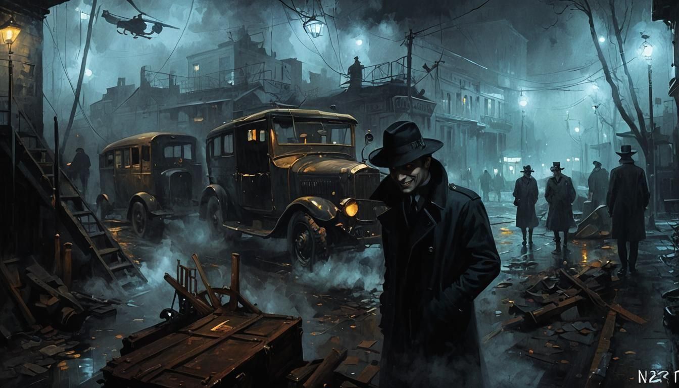 Noir Night Painting Full of Secrets