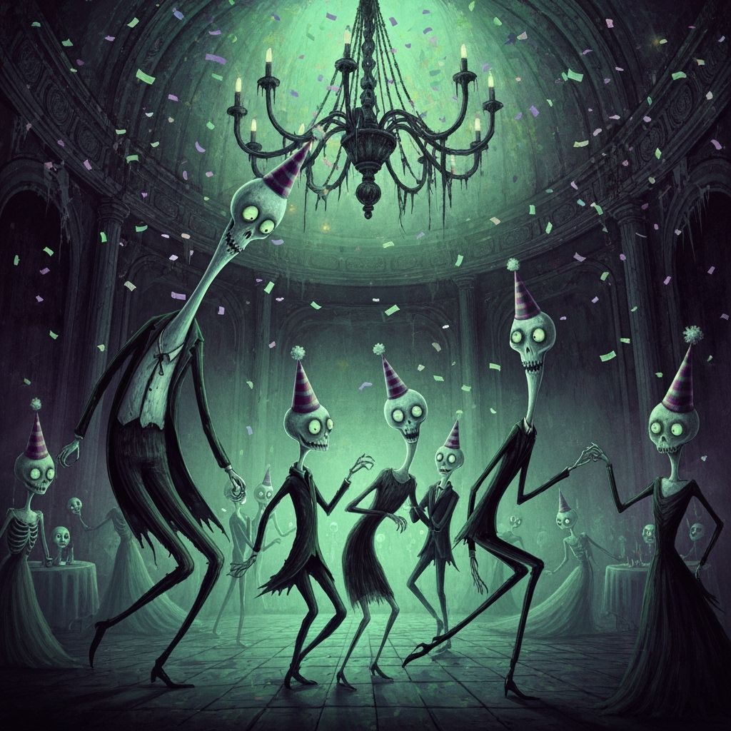 Haunted New Year's Ball Gothic Fantasy Illustration