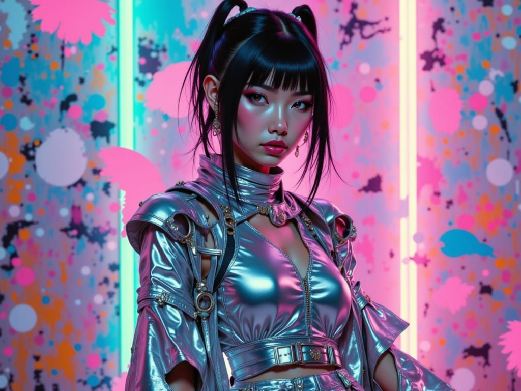 Cyber Fairycore Nun in Techwear Style