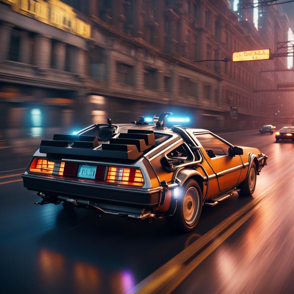 Back to the Future Car on Highway in 8k