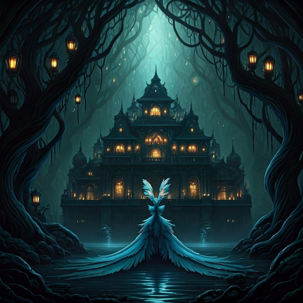 Mystical Creature in Dreamlike Nocturnal Scene