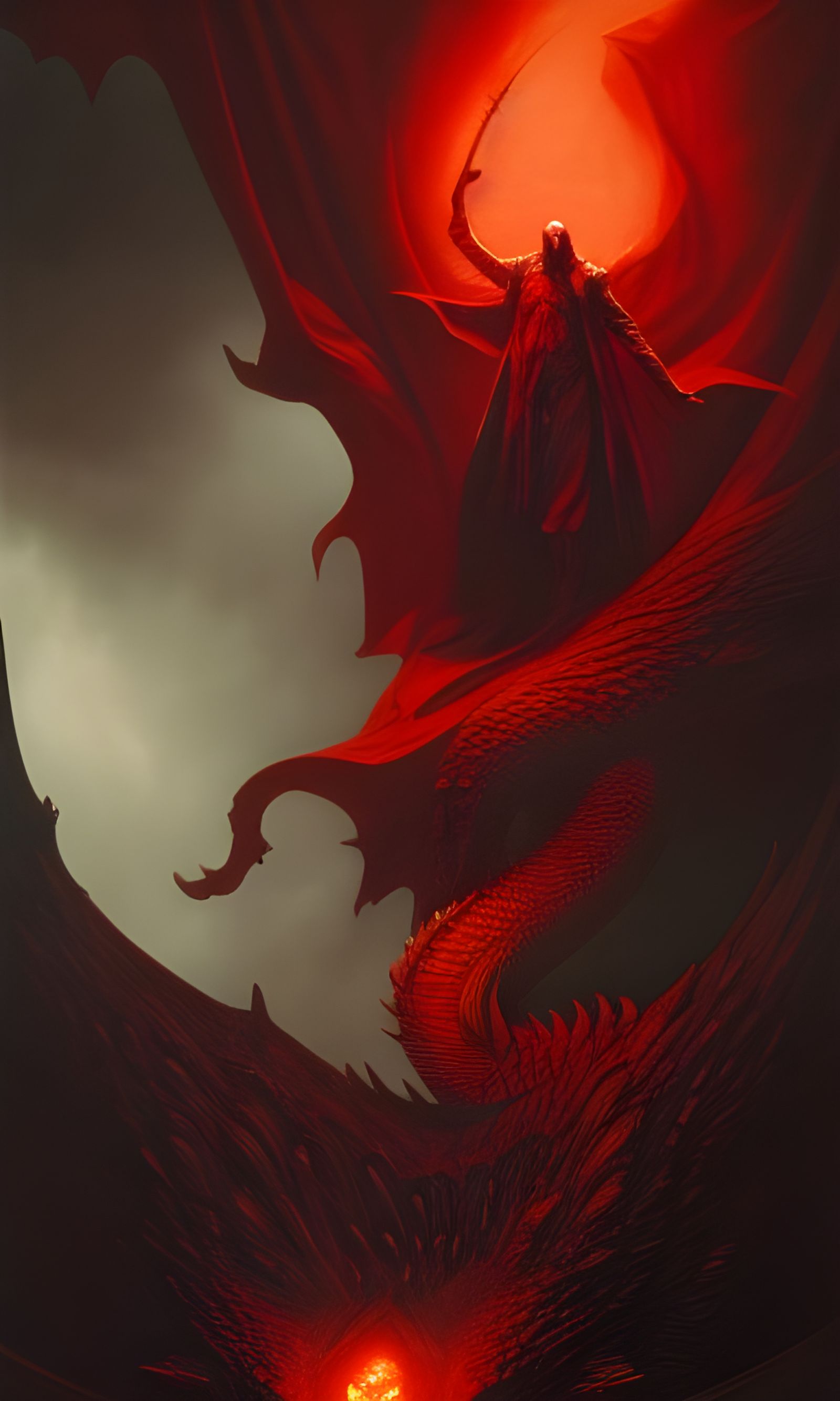 Dragon and Red Cloak in Romantic Retrofuturism