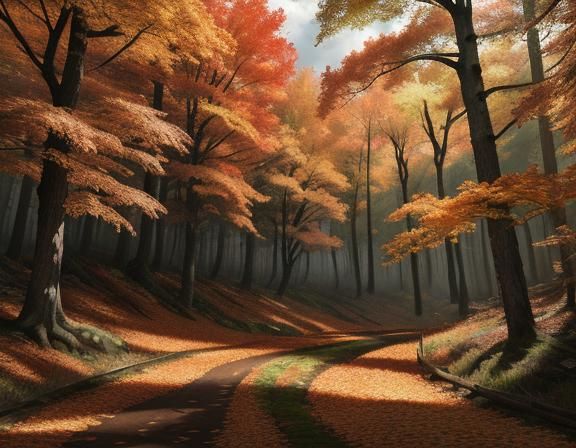 Detailed Autumn Forest Landscape in 8K