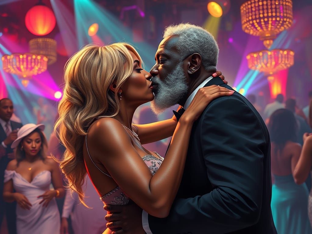 Passionate Kiss on the Dance Floor: A Realistic Scene