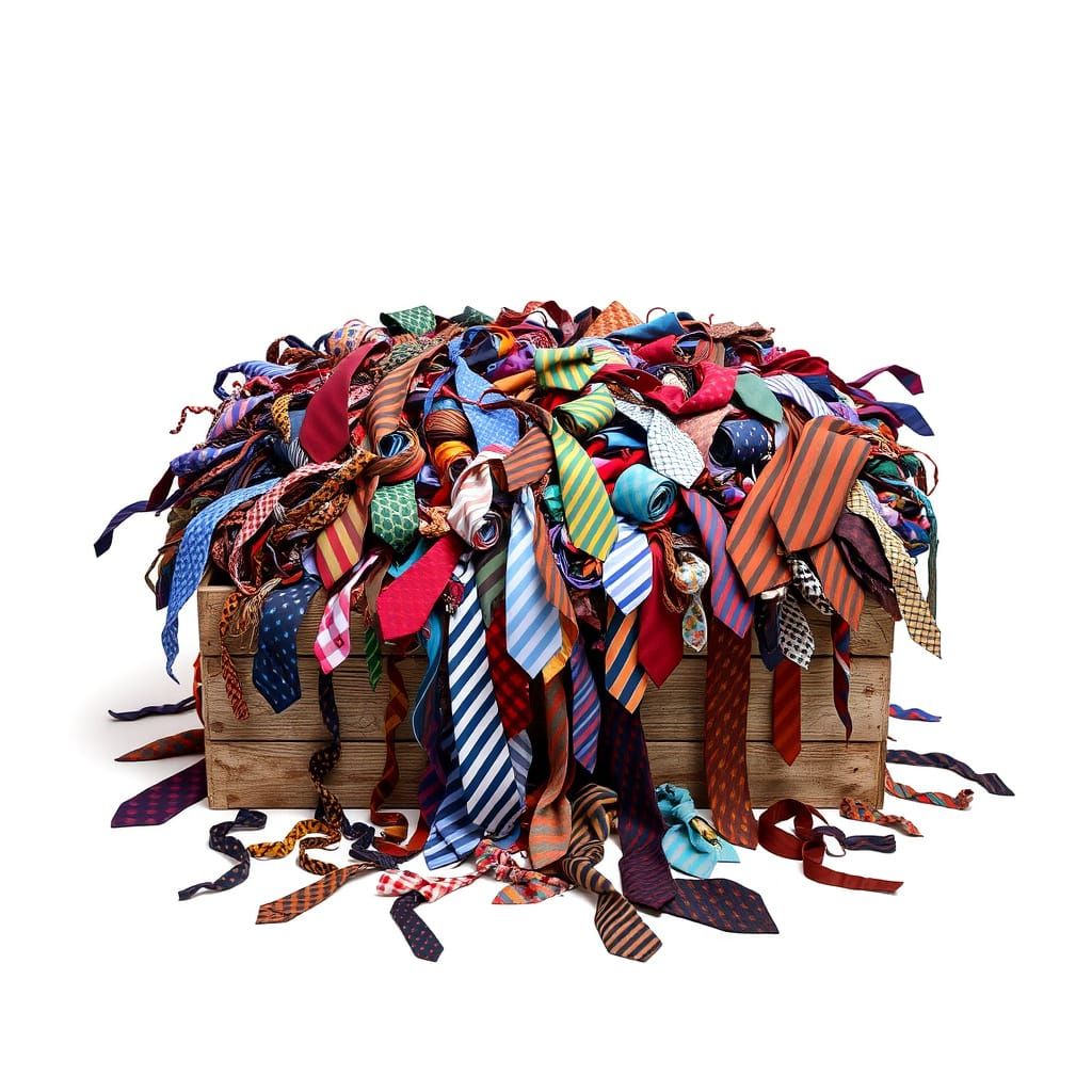 Vibrant Box of Men's Ties in Whimsical Disarray