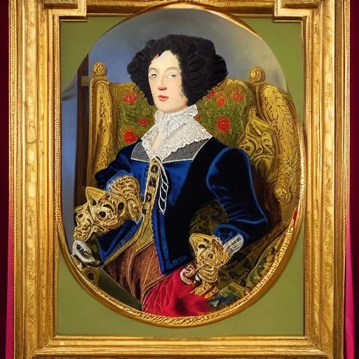 Rococo Vampire Portrait with Cats in 18th Century Style