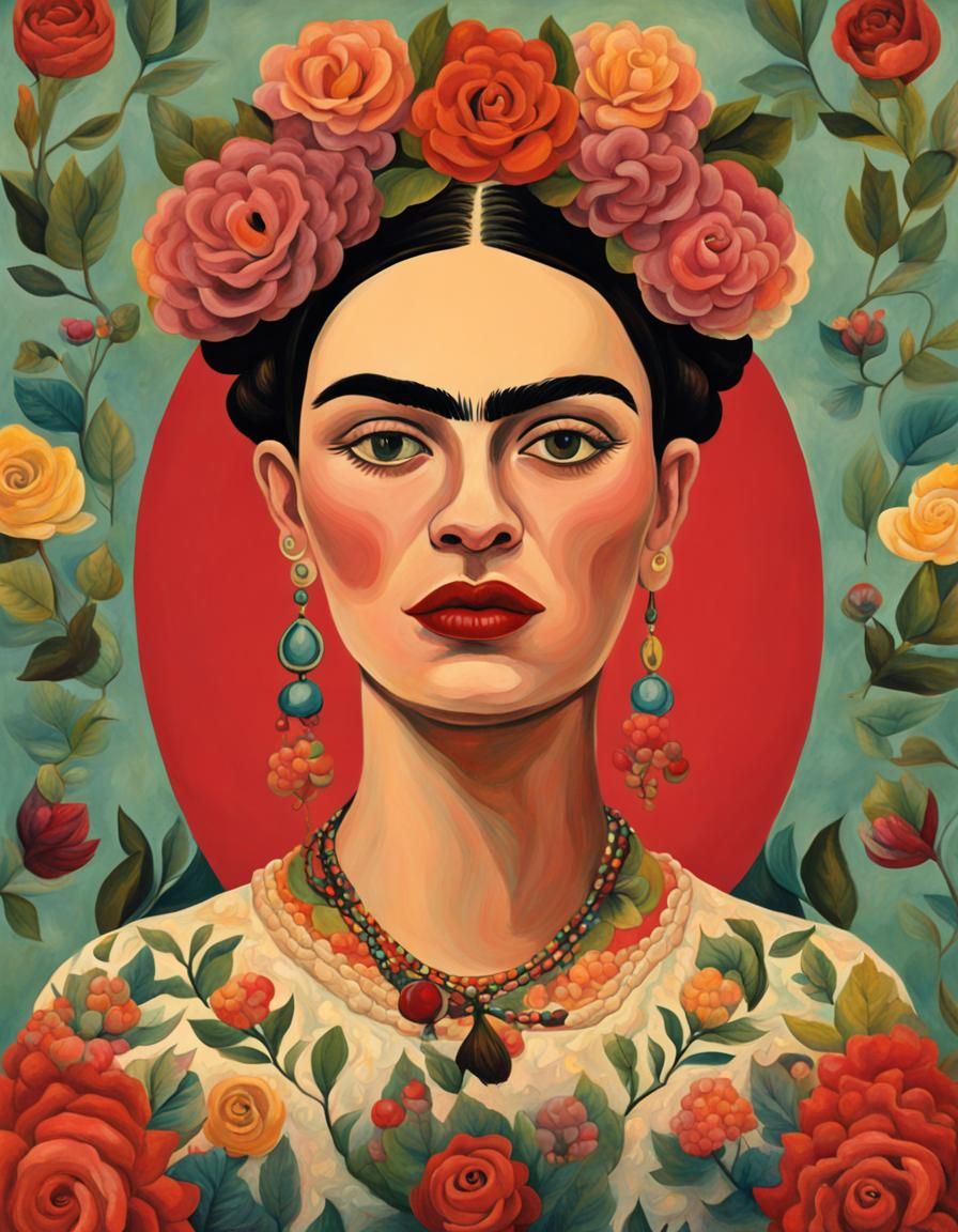 Woman in Frida Kahlo Style