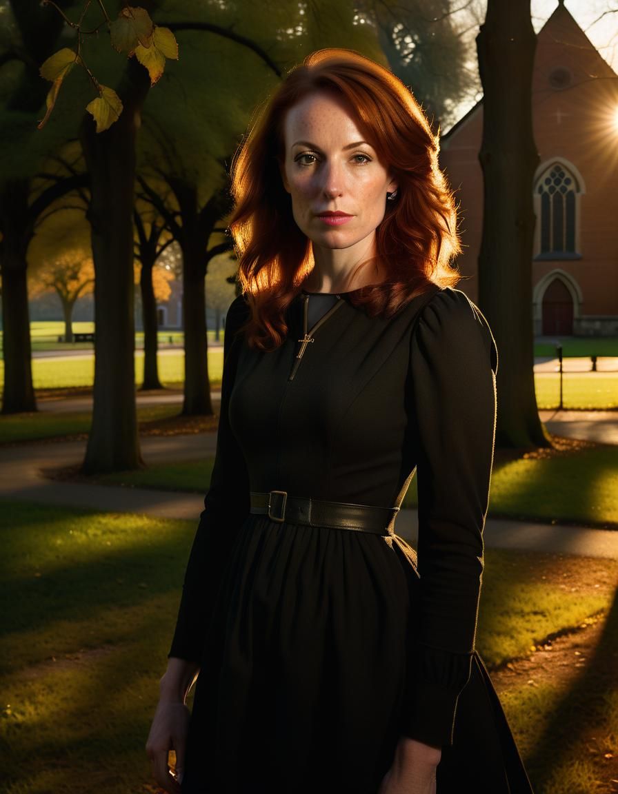 Woman in Park with Rembrandt-esque Lighting