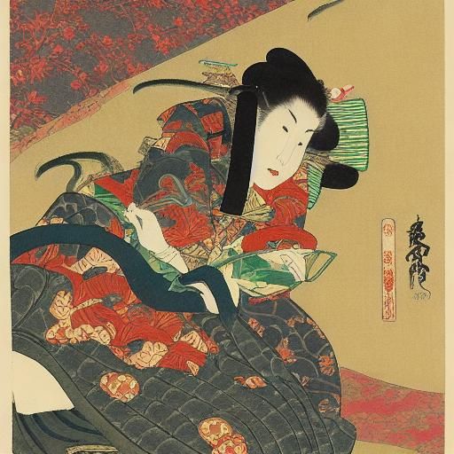 Mouse and Vampire in Ukiyo-e Style