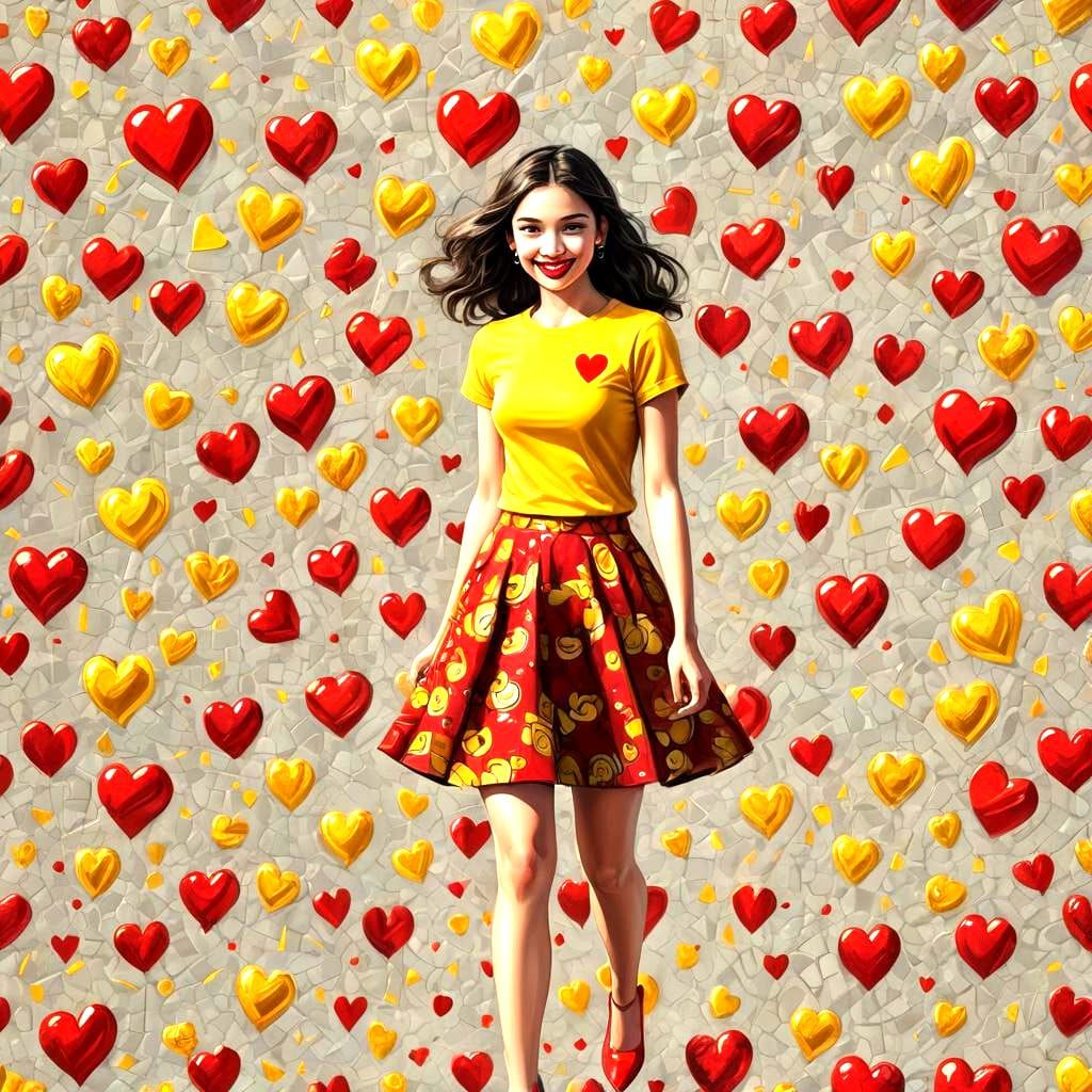 Stylish Woman's Smiling Face with Heart Exposure