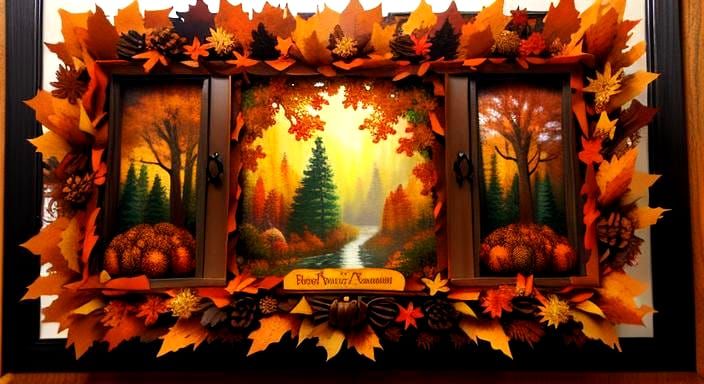 Autumnal 3D Shadowbox Wreath with Paper Leaves