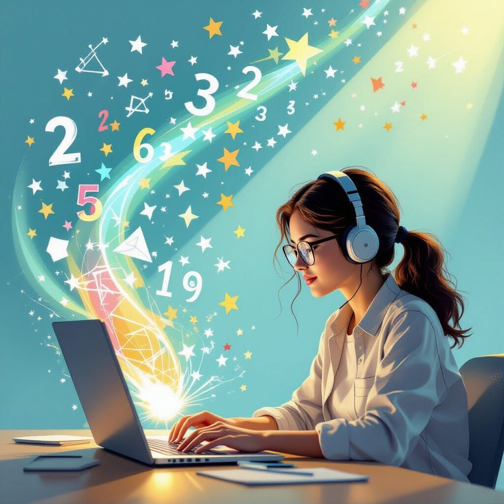 Student Learning Math Symbols From Laptop