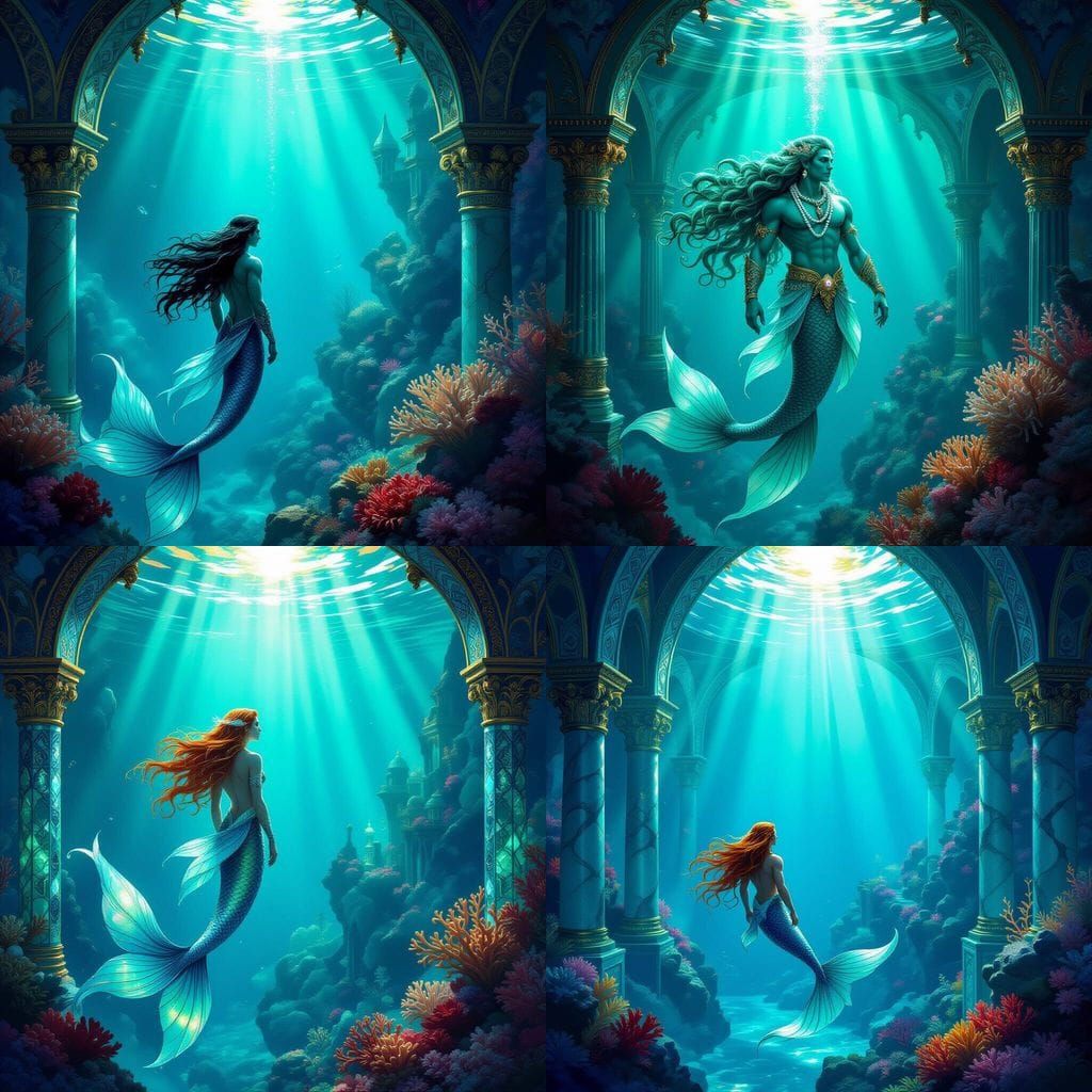 Male Mermaid in Gemstone Palace