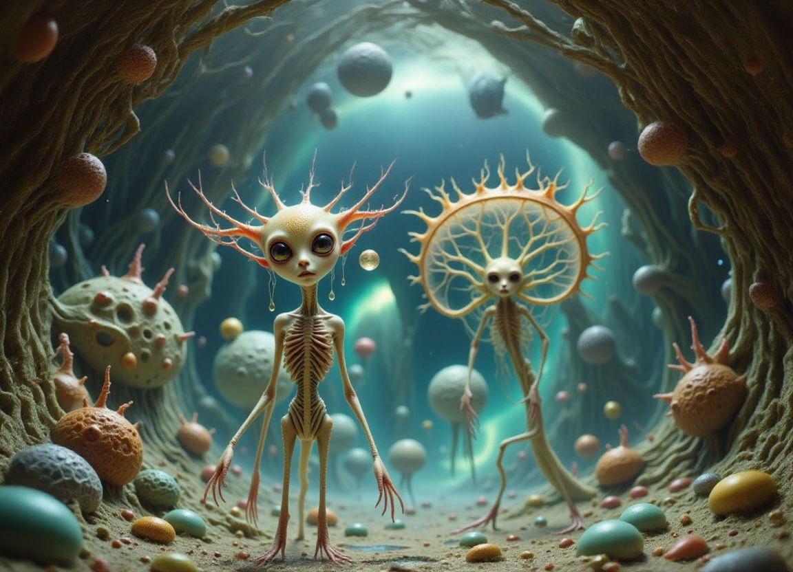 Porcelain Alien with Tentacles in Surreal Digital Art