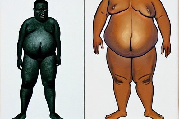 Obese Man with Nationalist Symbols, Nauman Style