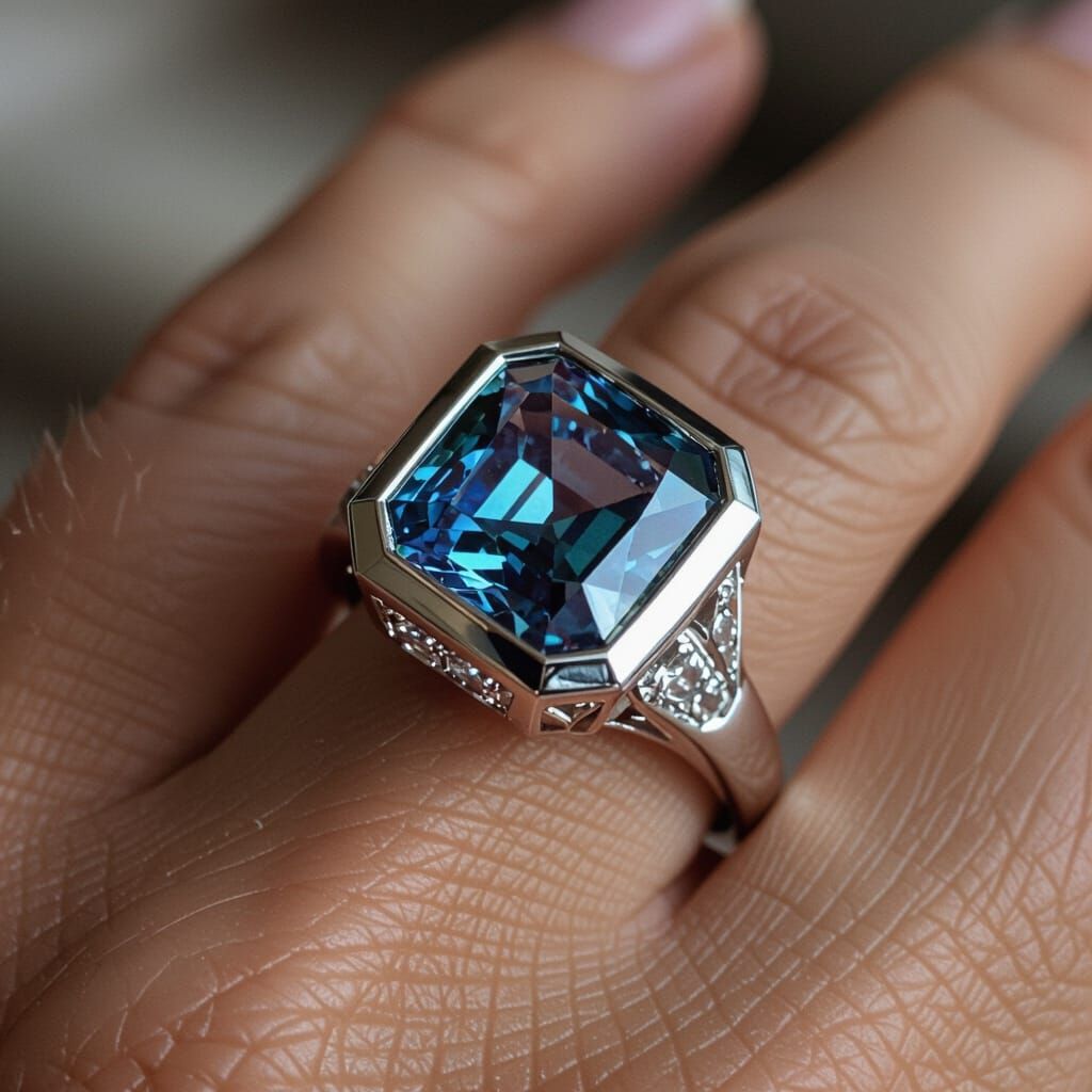 Elegant Silver Ring with Alexandrite Gemstone