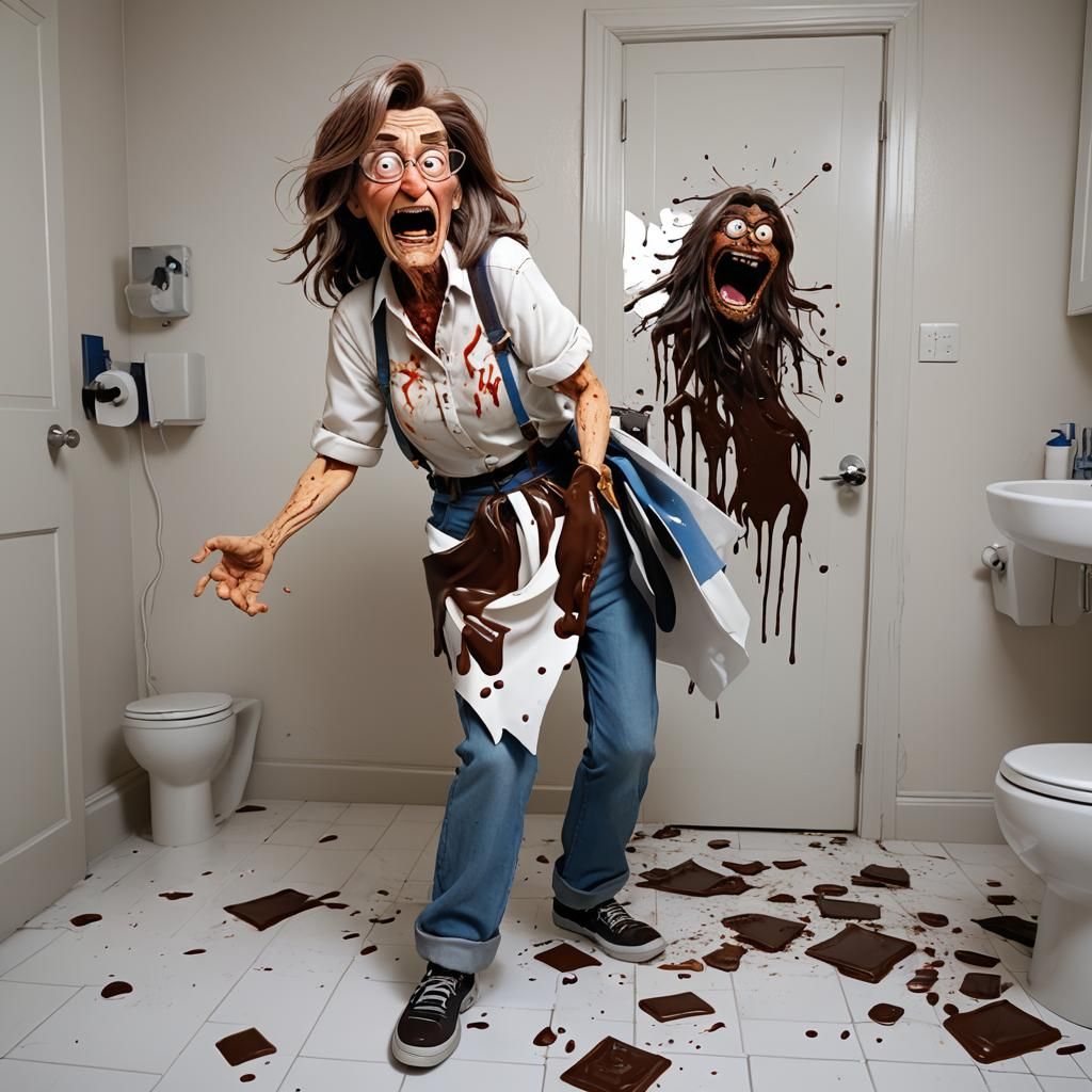 Psychopath's Chocolate Bathroom Nightmare: 3D Digital Art