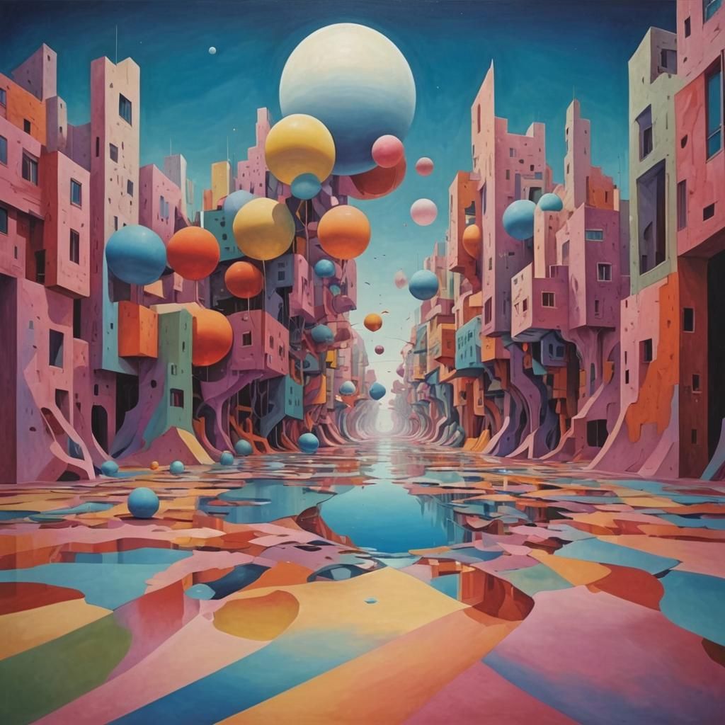 Dreamlike Distorted Perspective in Surreal Contrast