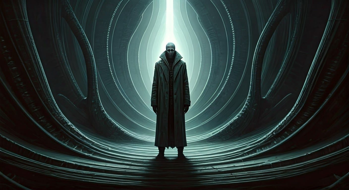 Biomechanical Landscape in Dark, Surreal Style