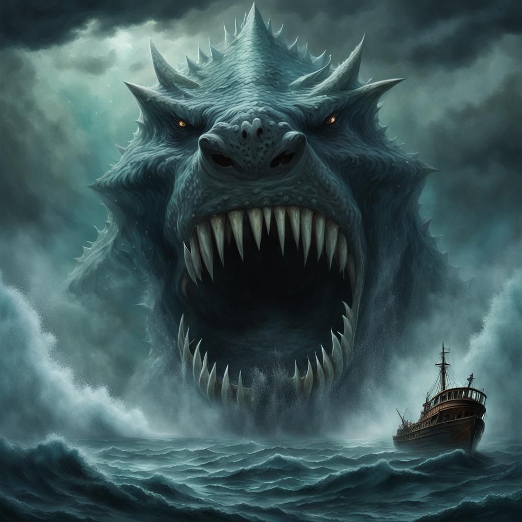 Evil Sea Monster Beckons Ship to its Doom