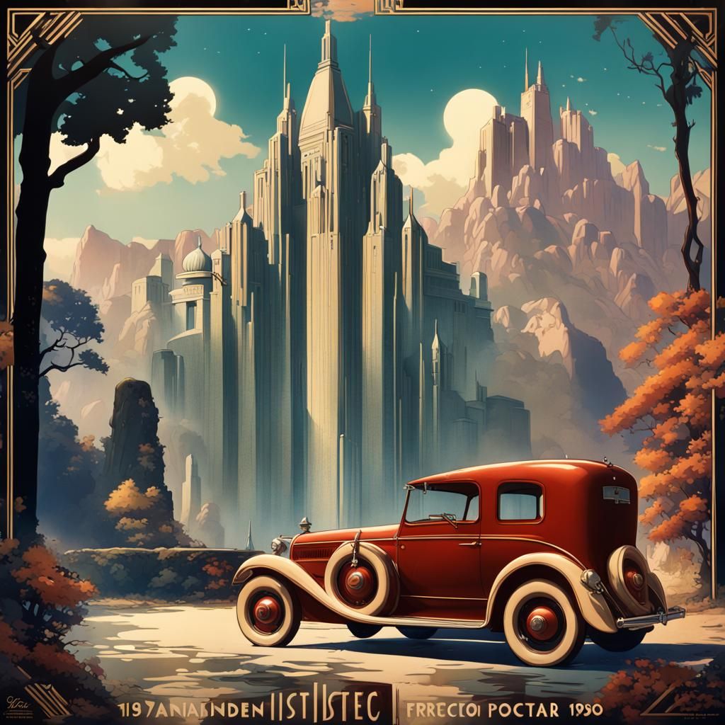 Art Deco French Travel Poster, 1930s Style