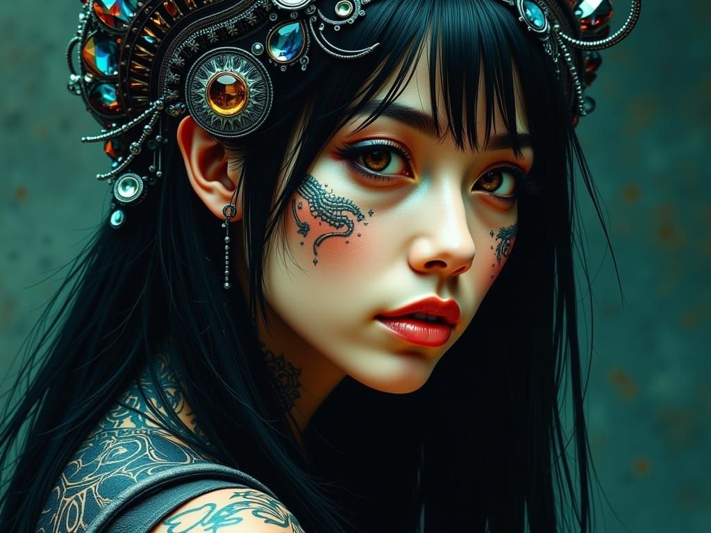 Enigmatic Upper-Class Woman in Mystic Attire, Realistic Port...