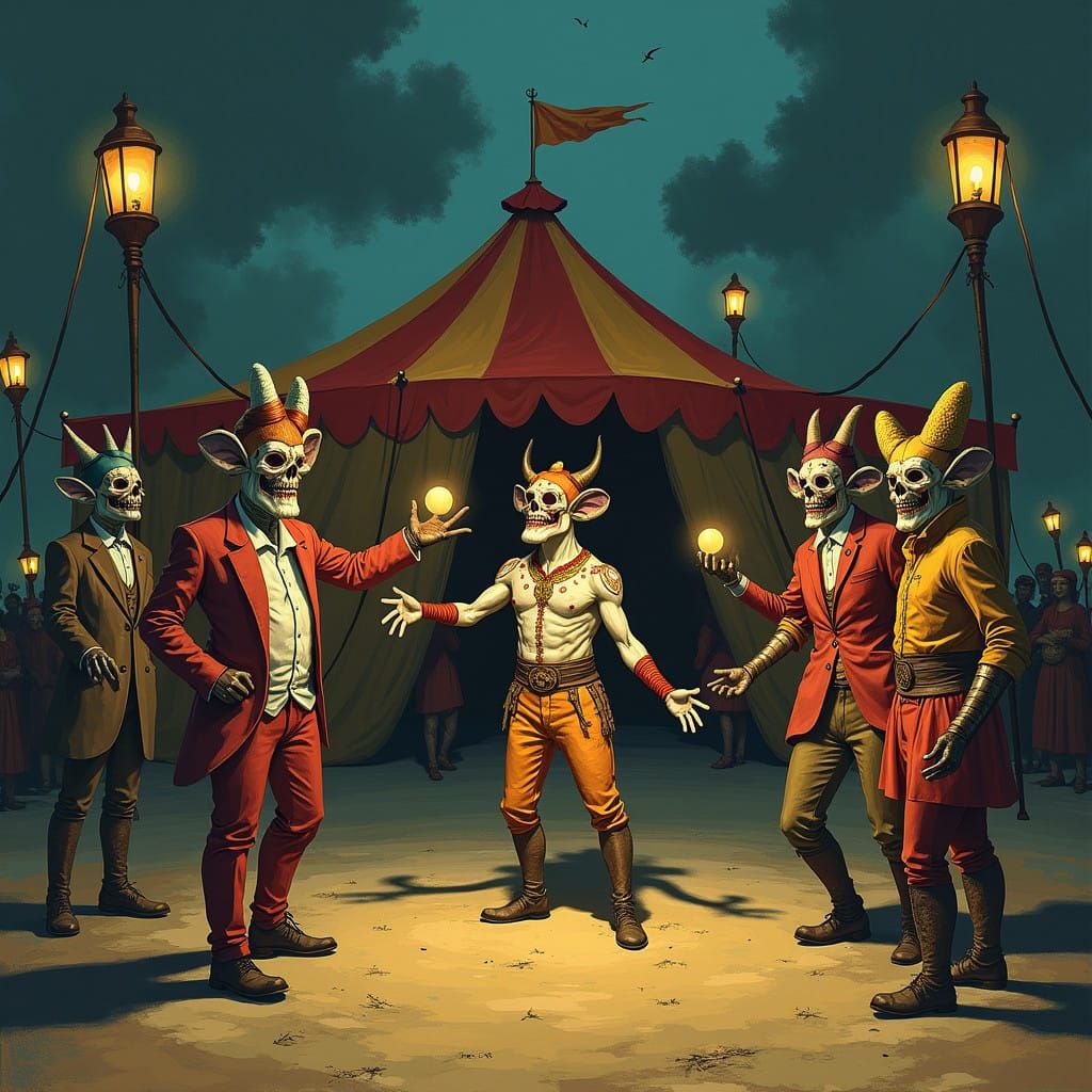 Surreal Carnival Scene in Dreamlike Colors