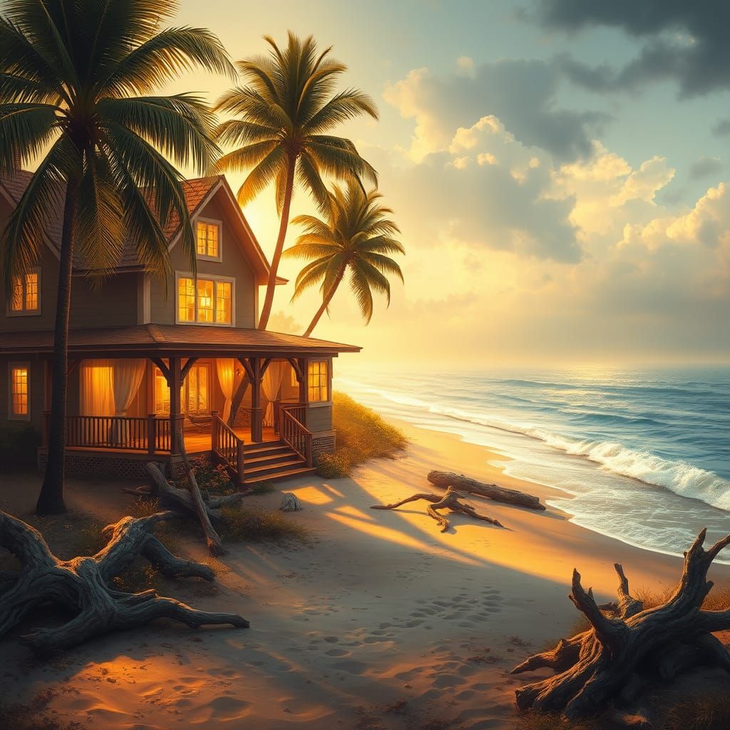 Cozy Beachside Cottage in a Dreamy, Golden Light