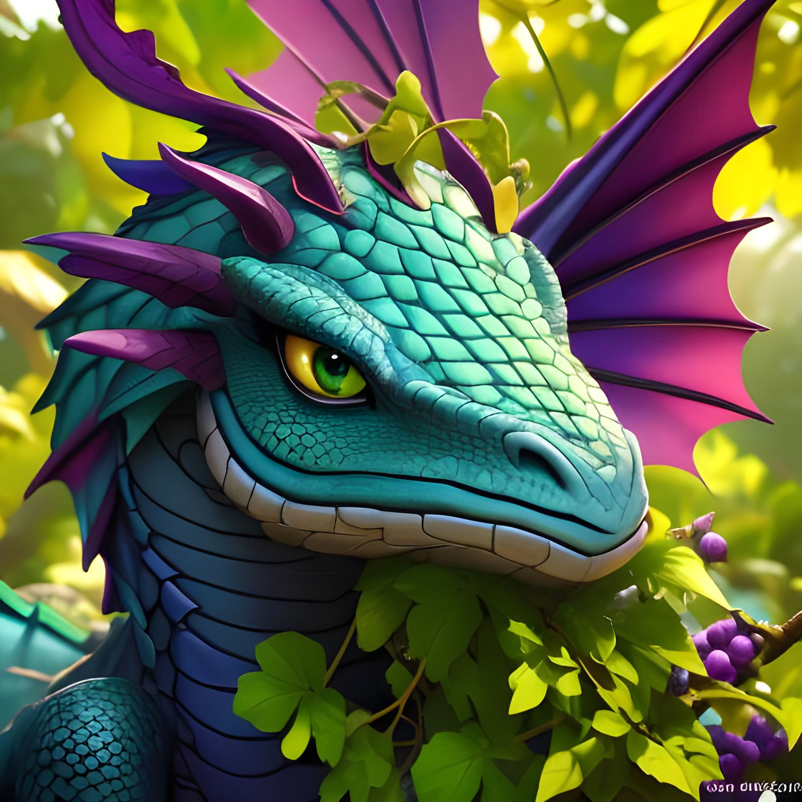 Textural Fusion: Tiny Dragon and Grapes