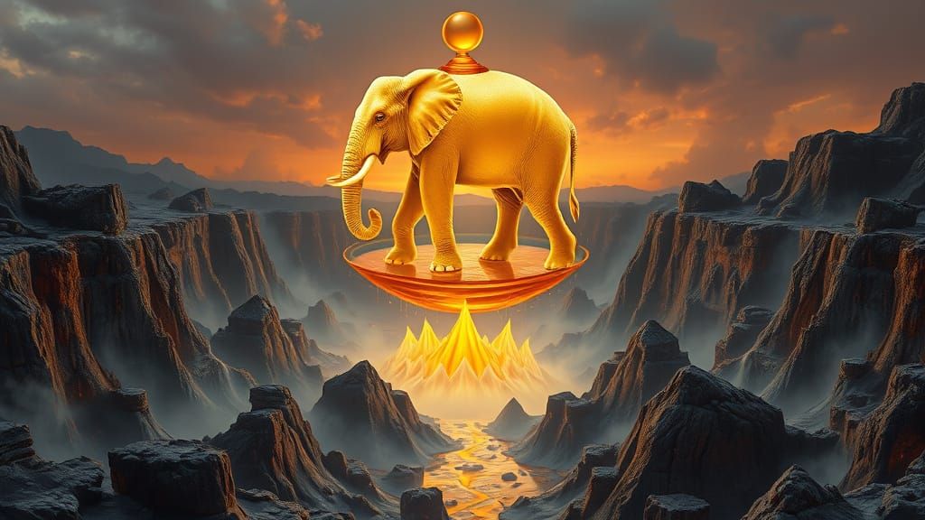 Phosphorescent Elephant in Amber Droplet: Optical Surrealism