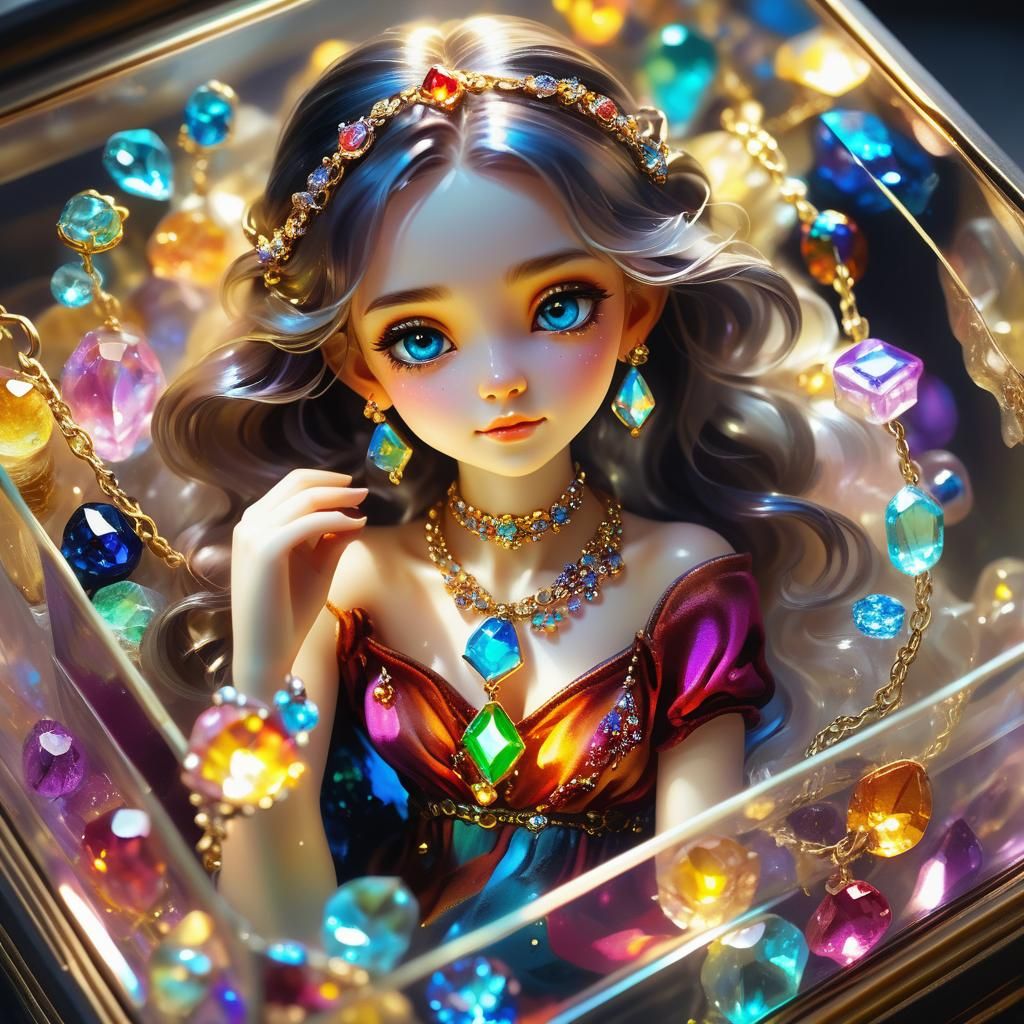 Miniature Gaming Character Surrounded by Jewels