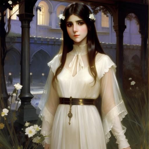 Ethereal Ghost in Pre-Raphaelite Style