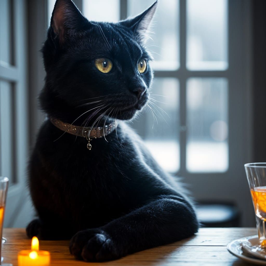 Black Cat Cookies in Cinematic Twilight Still