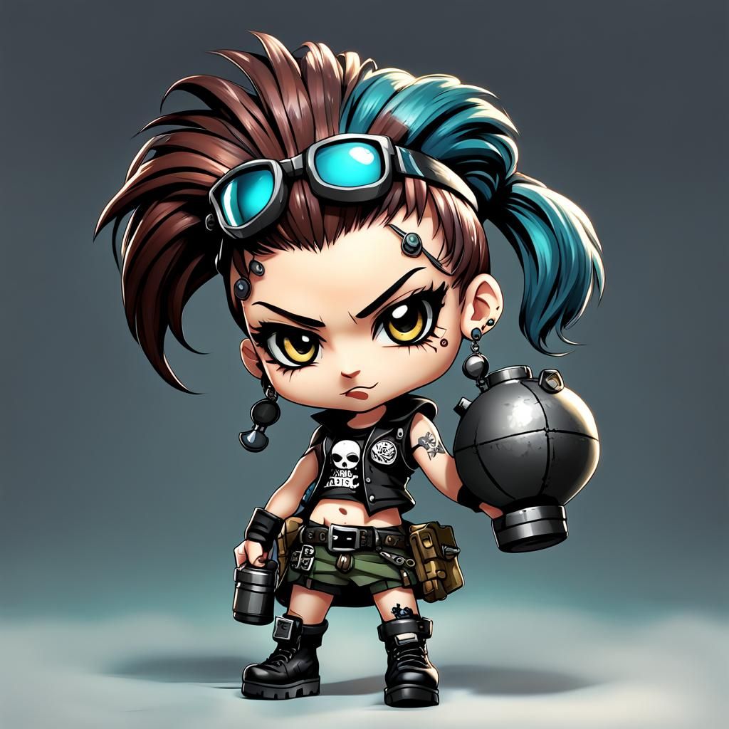 Chibi Diesel-Punk Girl with a Bomb