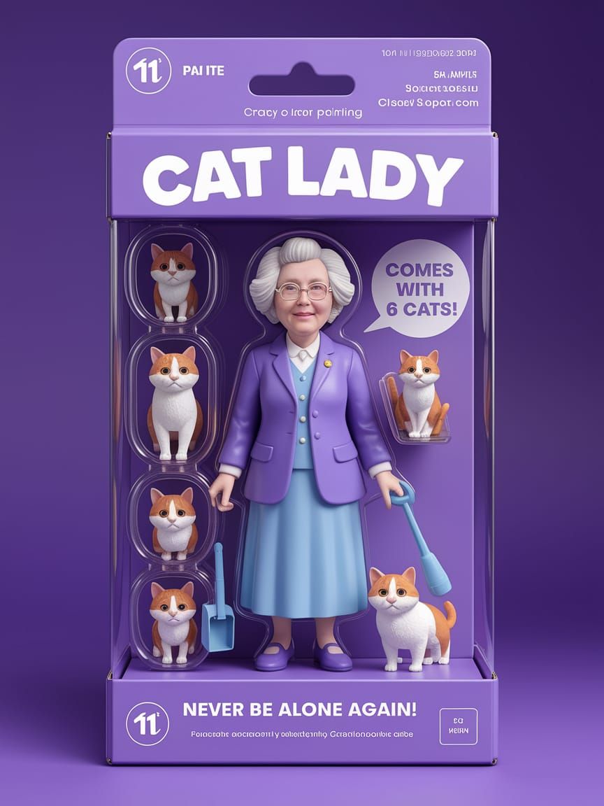 Cat Lady Figurine *Now With More Cats!