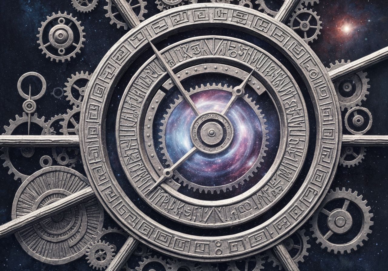 Colossal Clockwork Mechanism in Chinese Ink Style