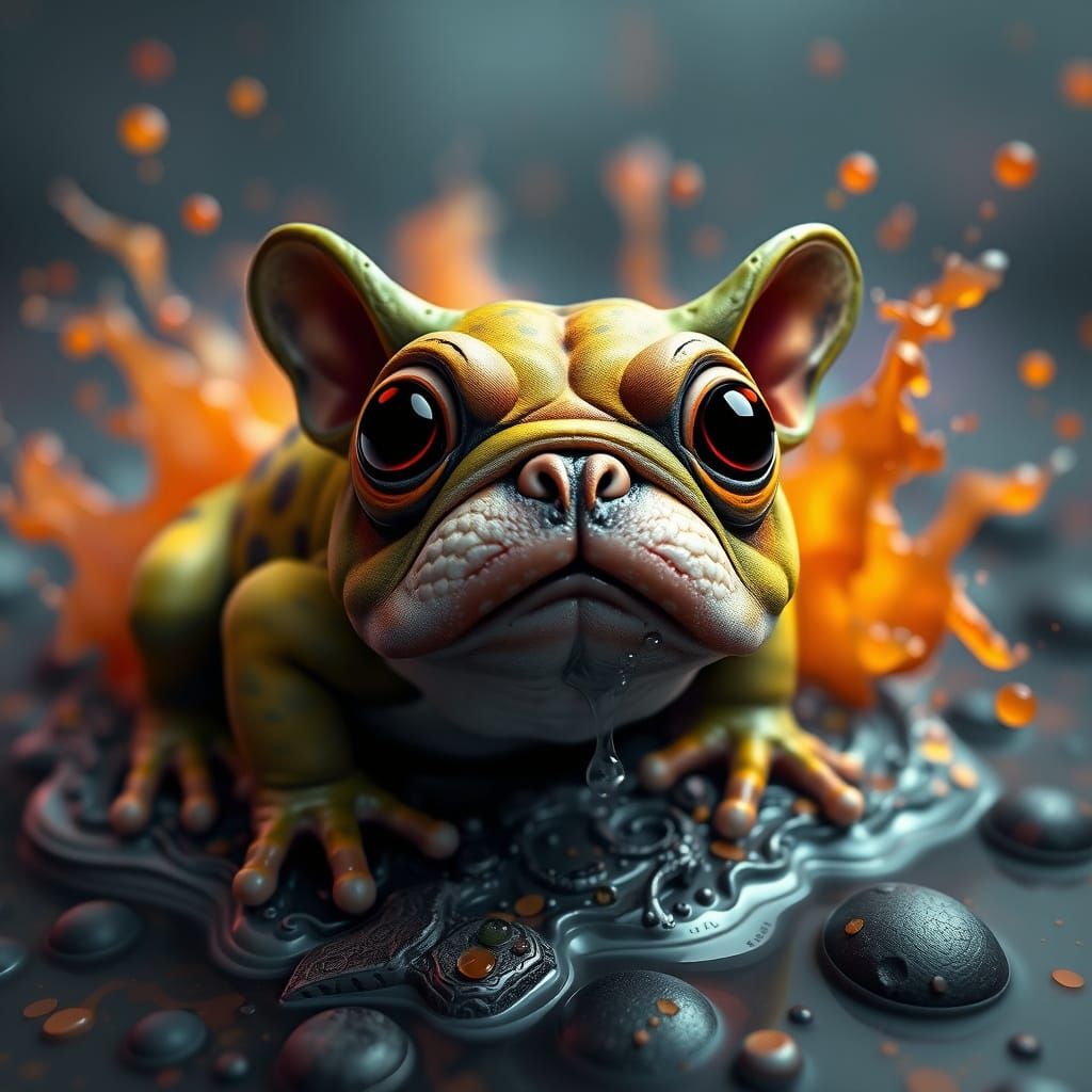 Bulldog Frog in Vibrant Fantasy Landscapes