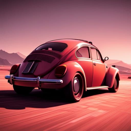 Volkswagen Beetle Engine Schematics in Cyberpunk Style