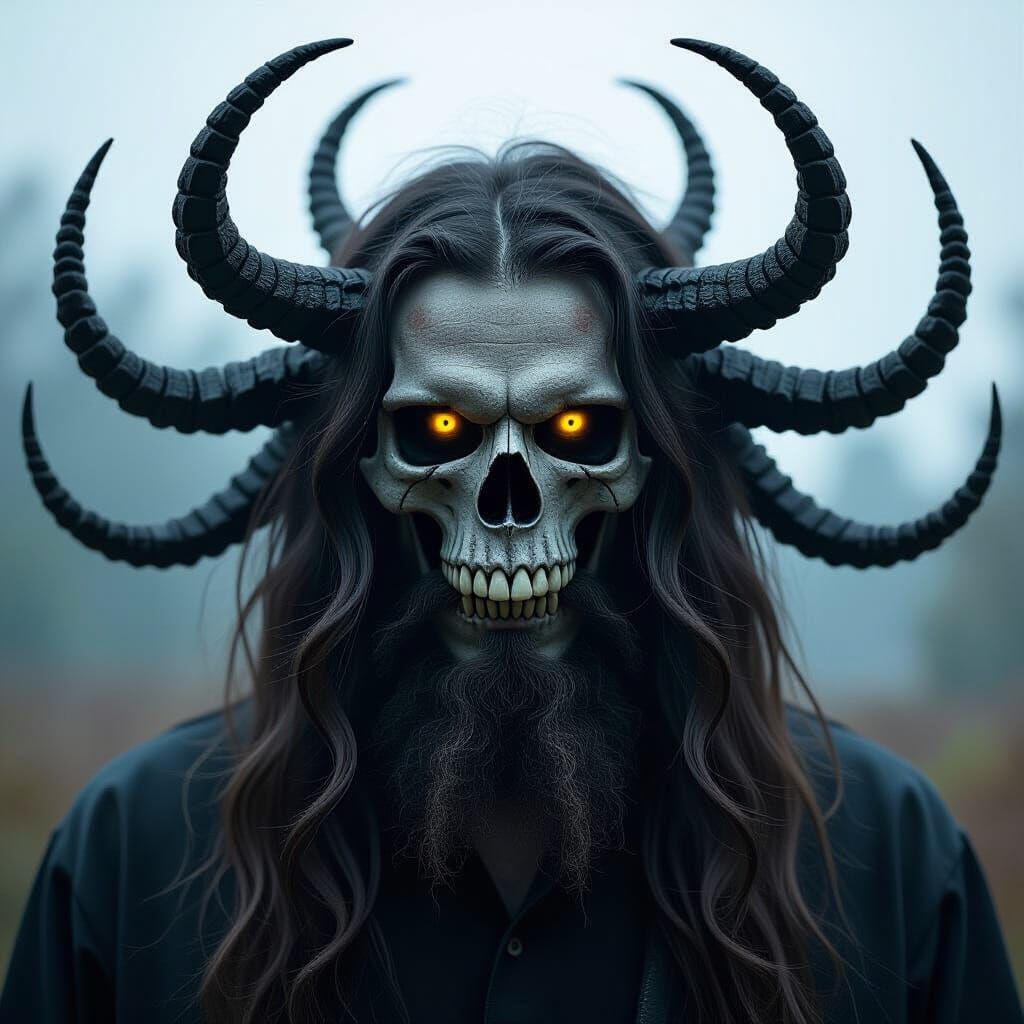 Metal Skeleton Man Surrounded by Ravens