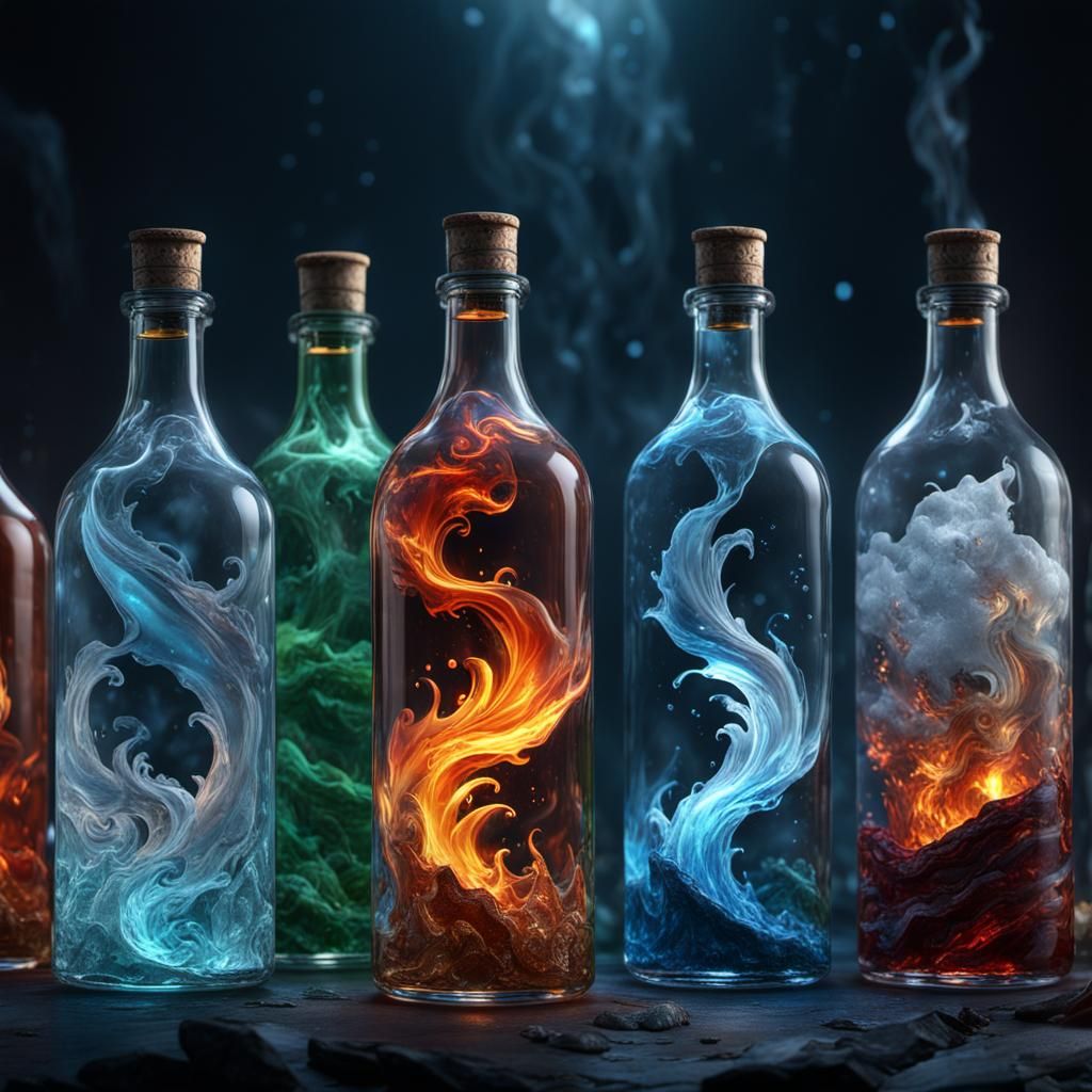 Elemental Ghosts Trapped in Bottles: Cinematic CGI