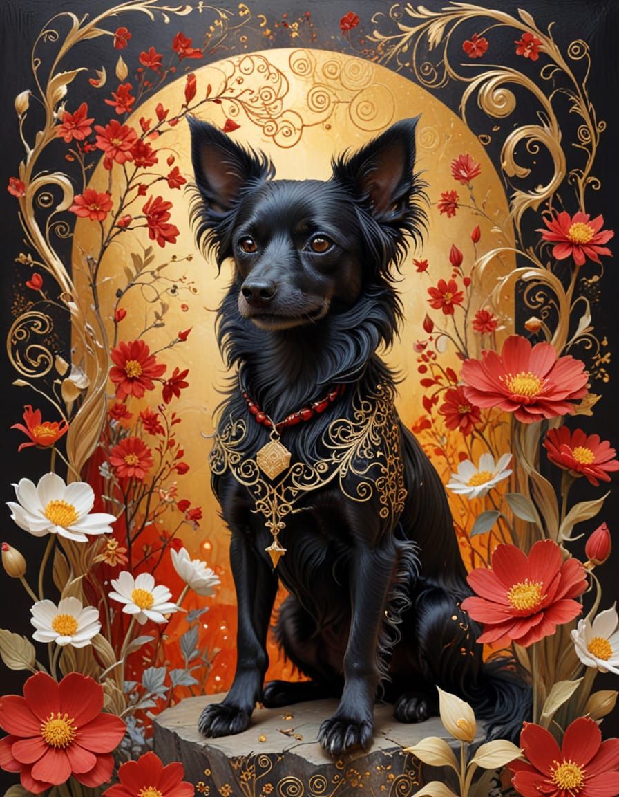 Fantasy Farmstand with Dog and Duckling in Surreal Style