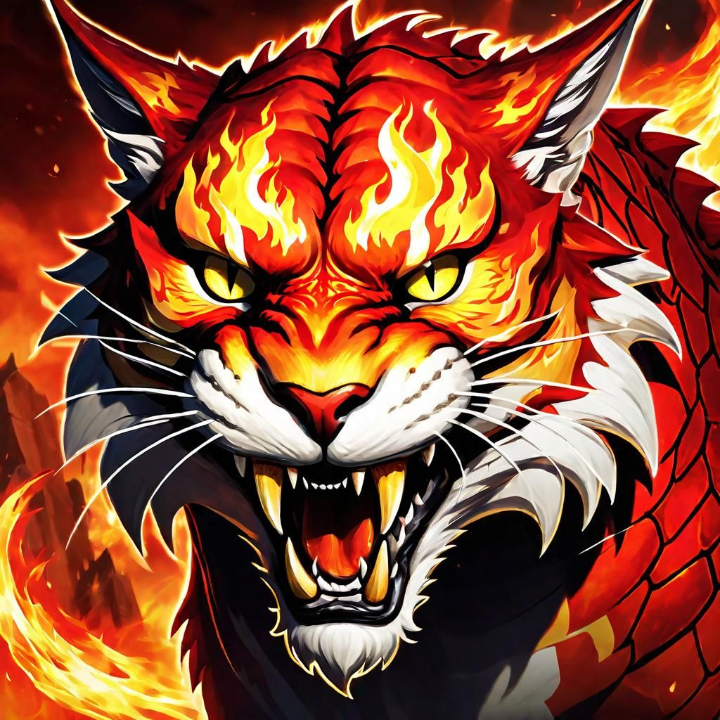 Majestic Fire Cat Unleashes Blazing Fury