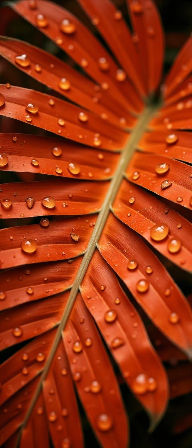 Autumn Leaf with Raindrops in Fall Colors
