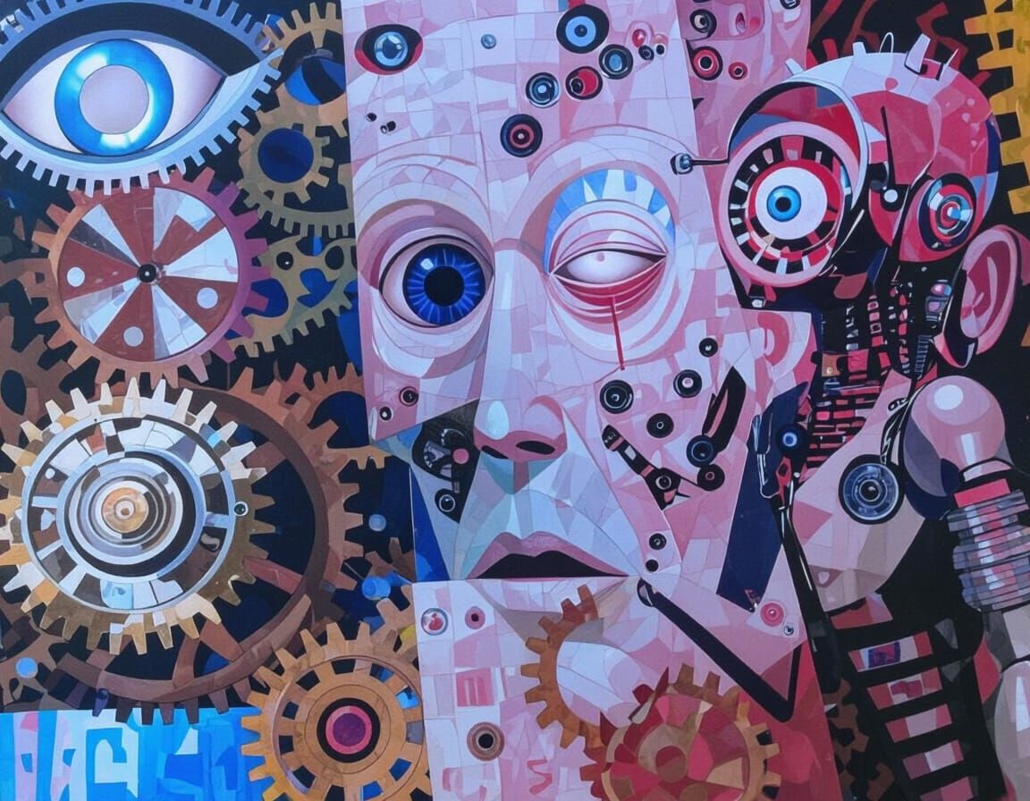 Surreal Biomechanical Figure in Dark Dreamlike Style