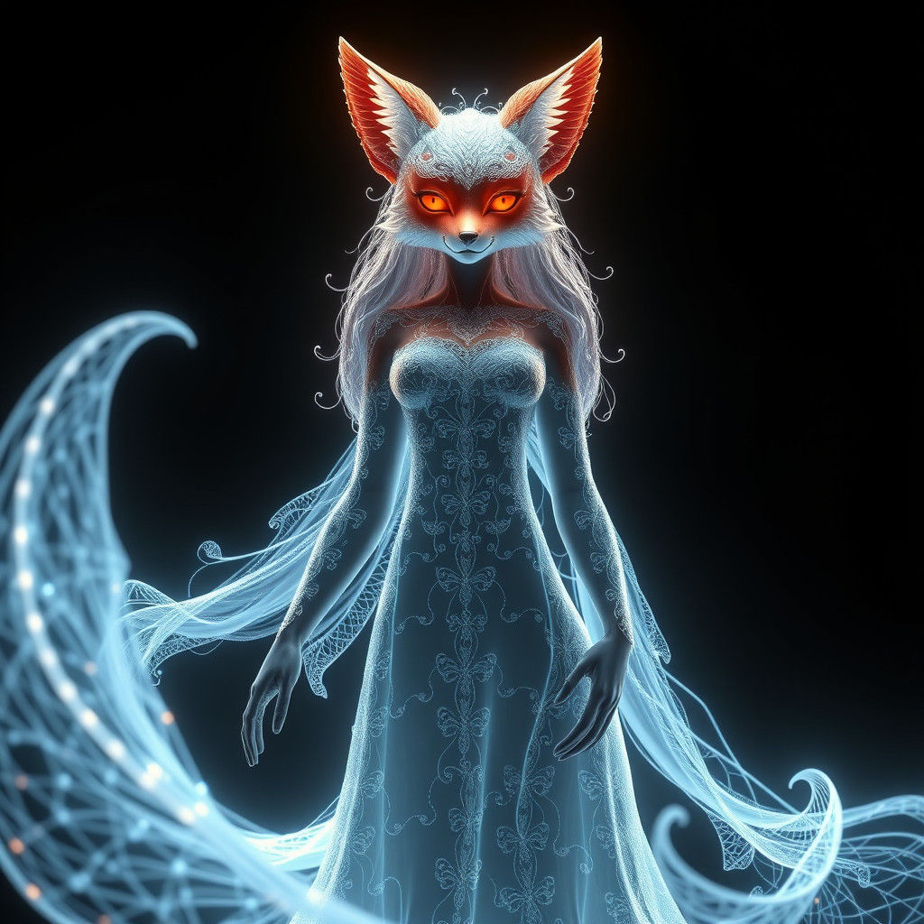 3D Fractal Fox Figure in Lace Light