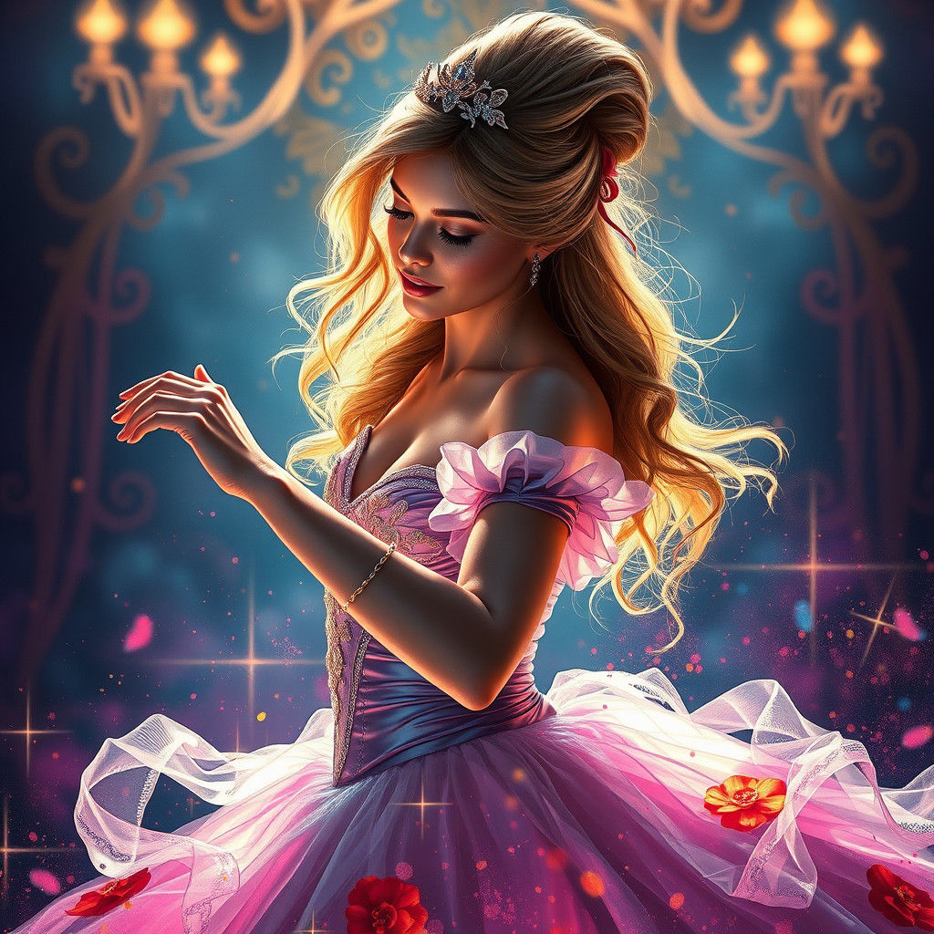 Dancing Cinderella Portrait in Hyperdetailed Style