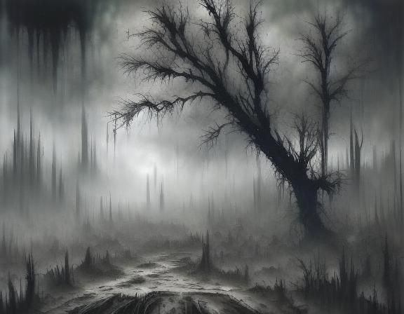 Dark and Spooky Disarrayed Cityscape