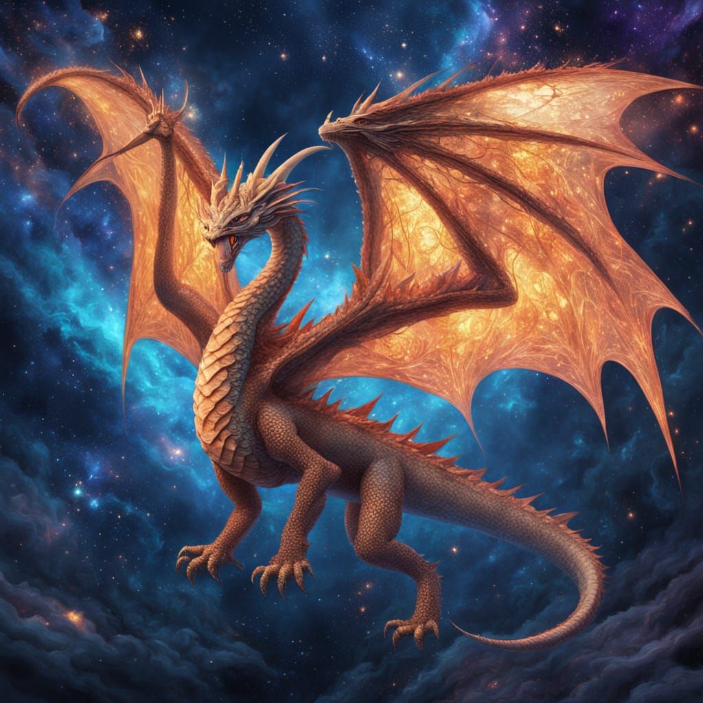 Nebula Dragon Soaring in Cosmic Starlight