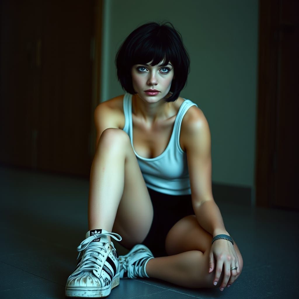 Cinematic Portrait of Woman in Black and White